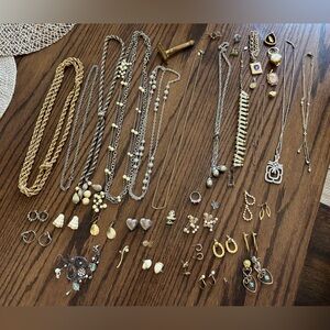 Vintage Costume Gold and Silver Tone Jewelry Lot